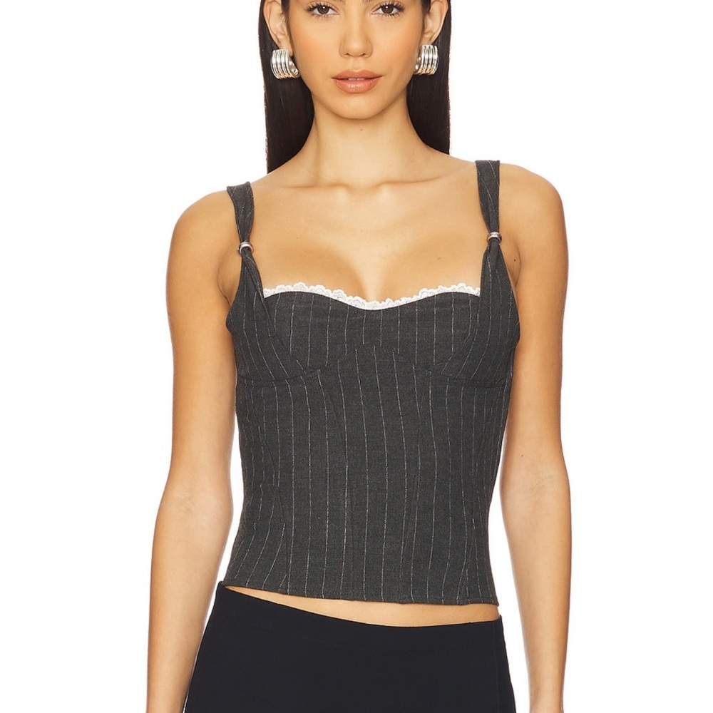 I.AM.GIA Black Pinstripe Crop Top